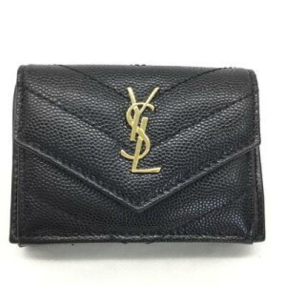 Saint Laurent UnTri Black YSL Leather Wallet - Picture 1 of 7
